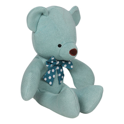 Aqua Bear Cotton Knitted Soft Toy